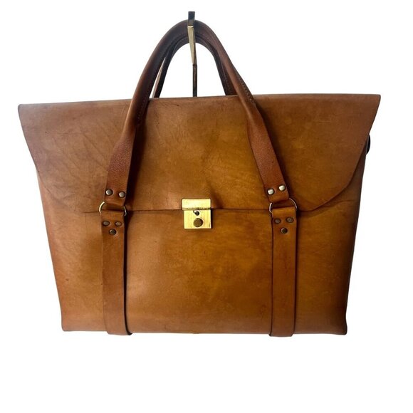 Vintage Executive Briefcase Leather with Braided Detail 16" x 13" Rare Computer - Picture 1 of 13